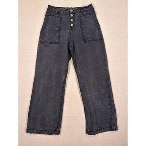 Non Stop Denim Baggy Wide Leg Jeans Faded Black Button Fly Size 7